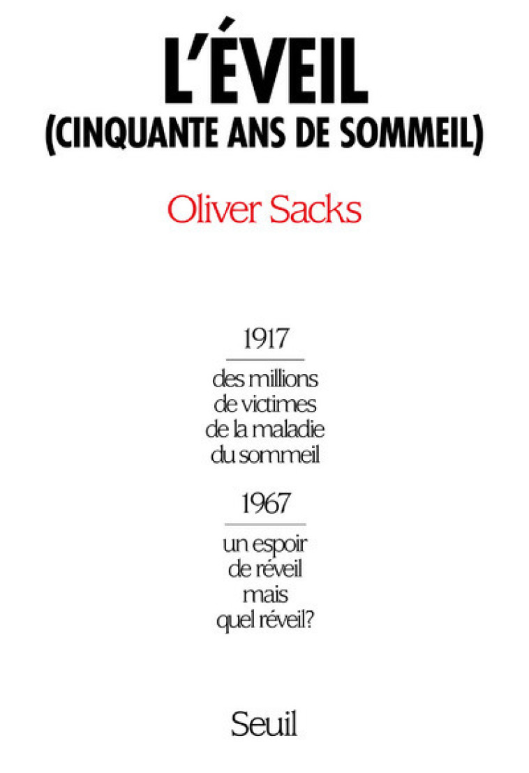 L'Eveil - Oliver Sacks - SEUIL