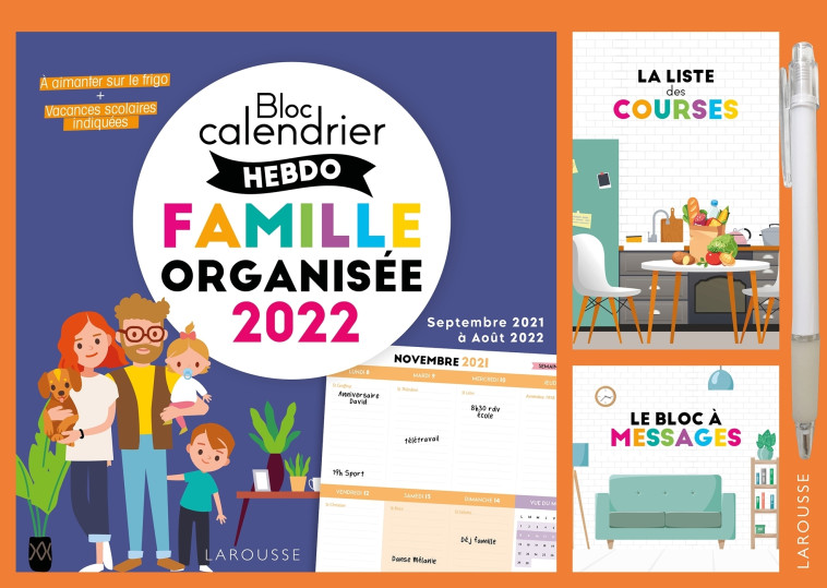 Bloc calendrier hebdo de la famille organisée 2022 - XXX - LAROUSSE