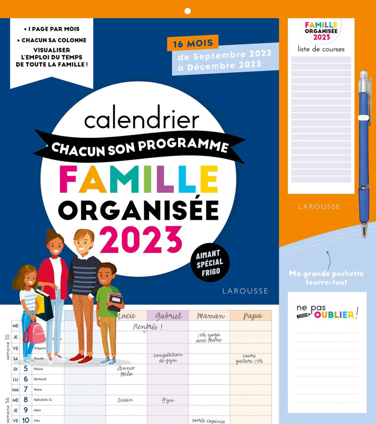 Calendrier chacun son programme Famille organisée 2023 - XXX - LAROUSSE