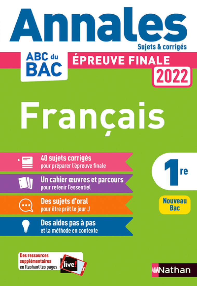 Annales Bac 2022 - Français 1re - Corrigé - Séléna Hébert - NATHAN