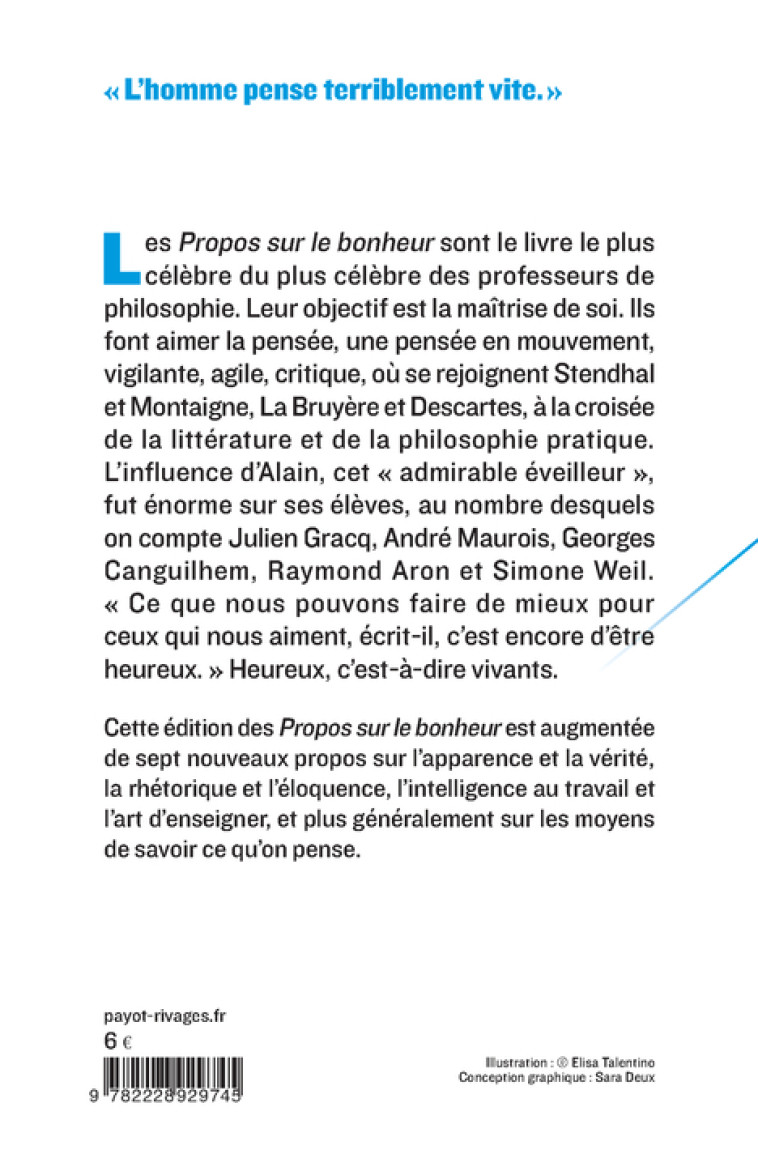 Propos sur le bonheur -  Alain - PAYOT