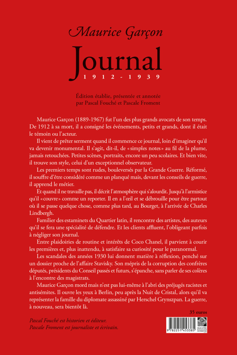 Journal (1912-1939) - Maurice Garçon - BELLES LETTRES