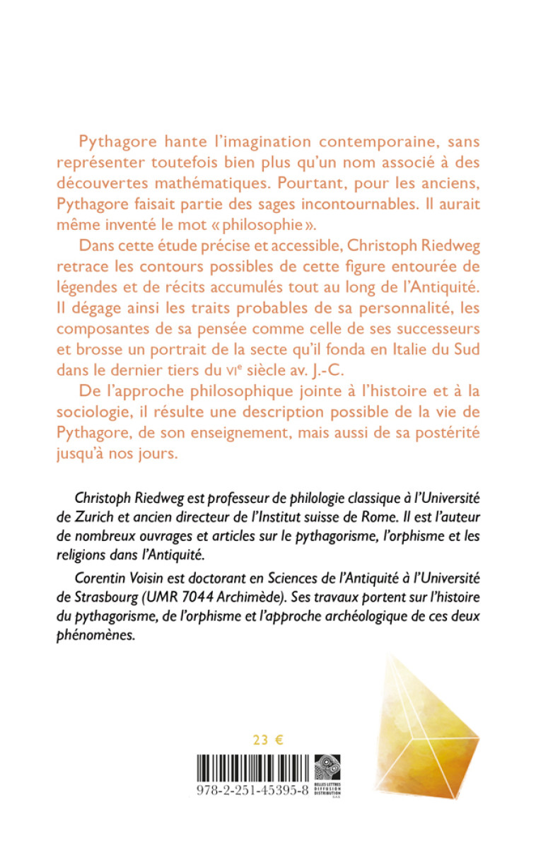 Pythagore - Christoph Riedweg - BELLES LETTRES