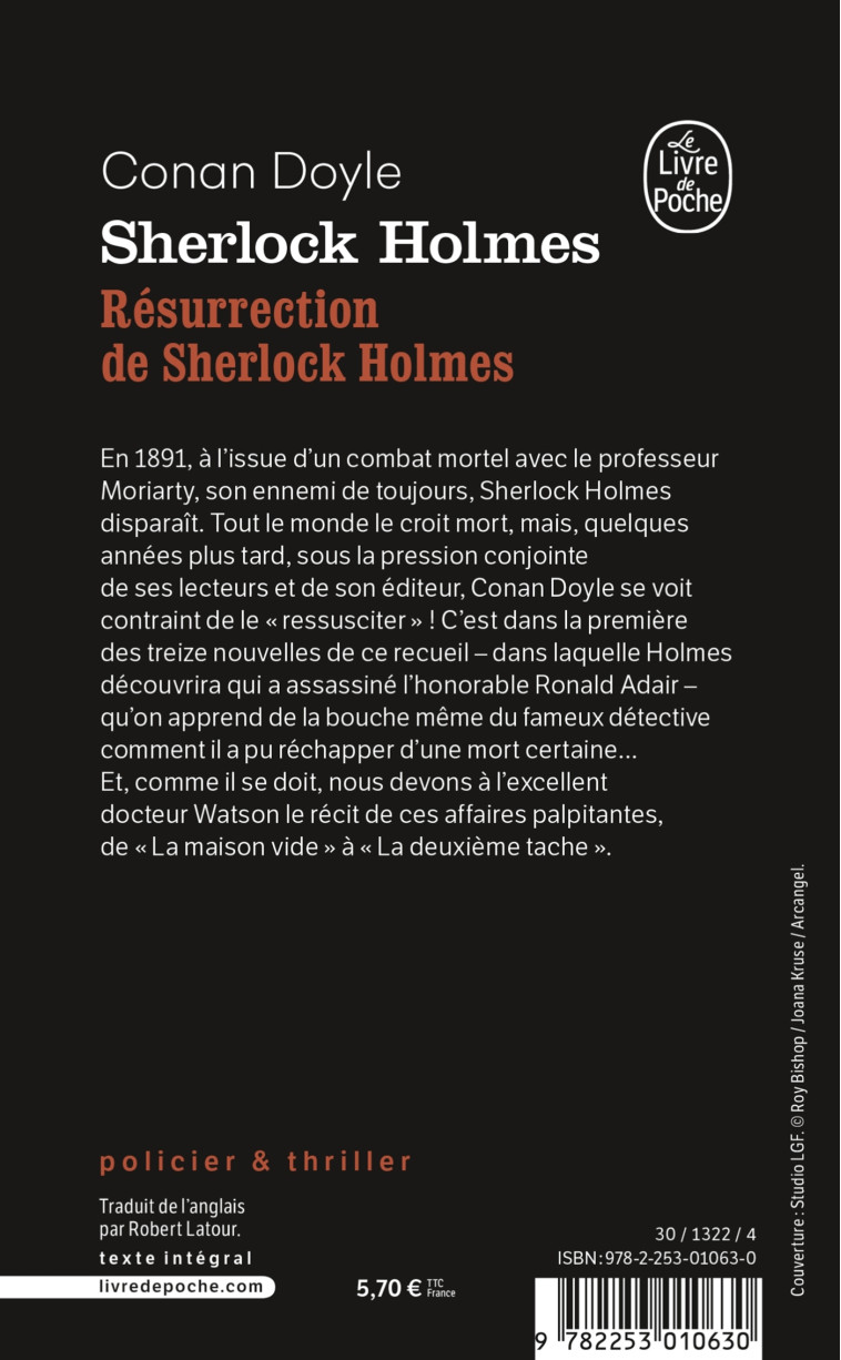 Résurrection de Sherlock Holmes - Arthur Conan Doyle - LGF