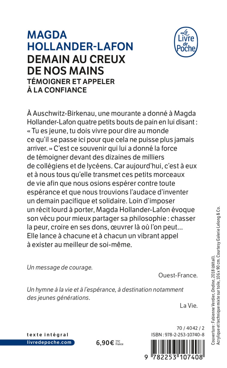 Demain au creux de nos mains - Magda Hollander-Lafon - LGF