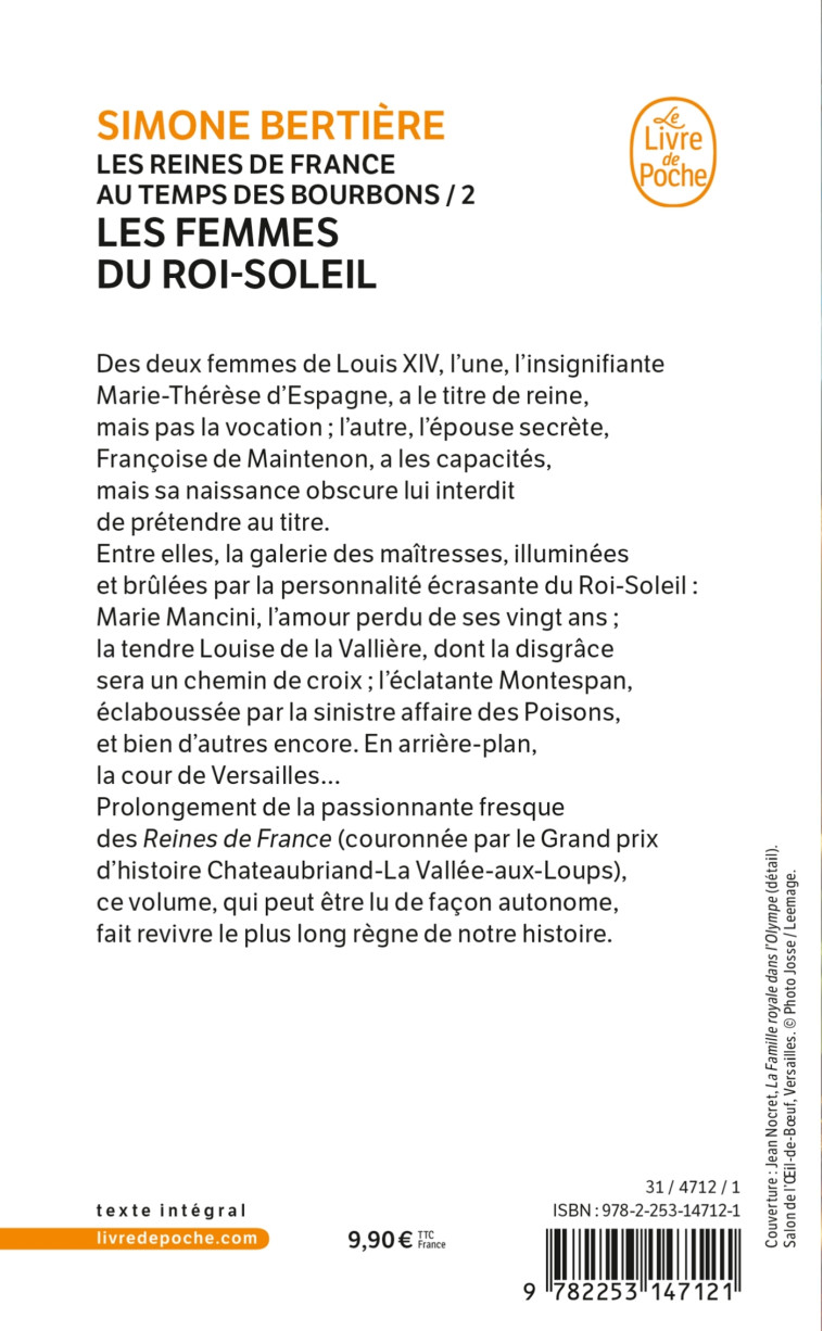 Les femmes du Roi-Soleil (Les Reines de France au temps des Bourbons, Tome 2) - Simone Bertière - LGF