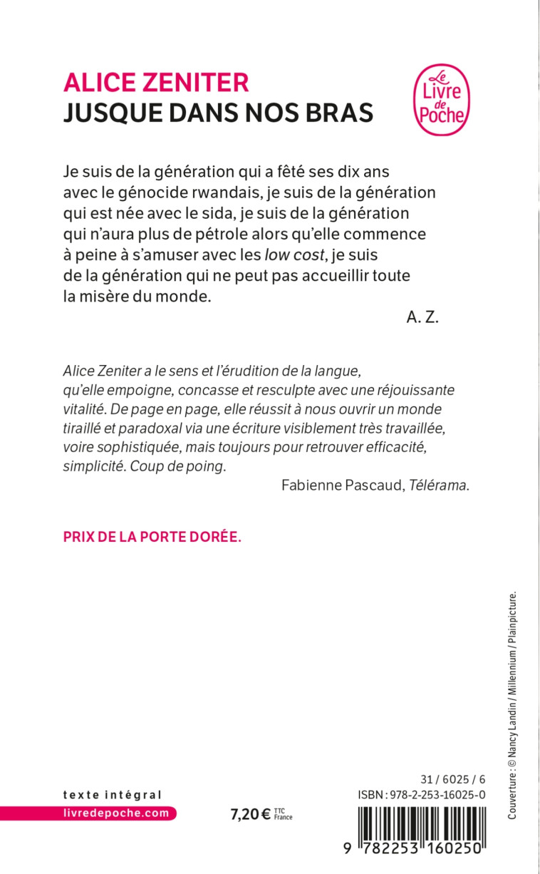 Jusque dans nos bras - Alice Zeniter - LGF