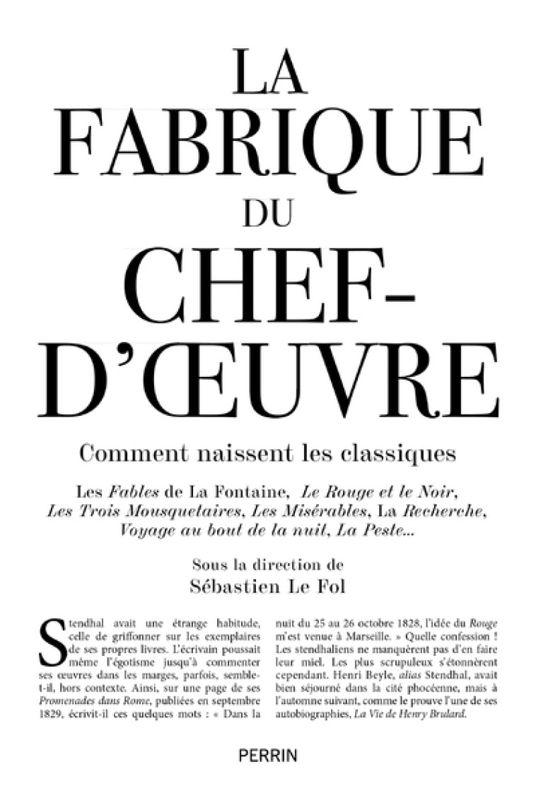 La Fabrique du chef d'oeuvre -  Collectif - PERRIN