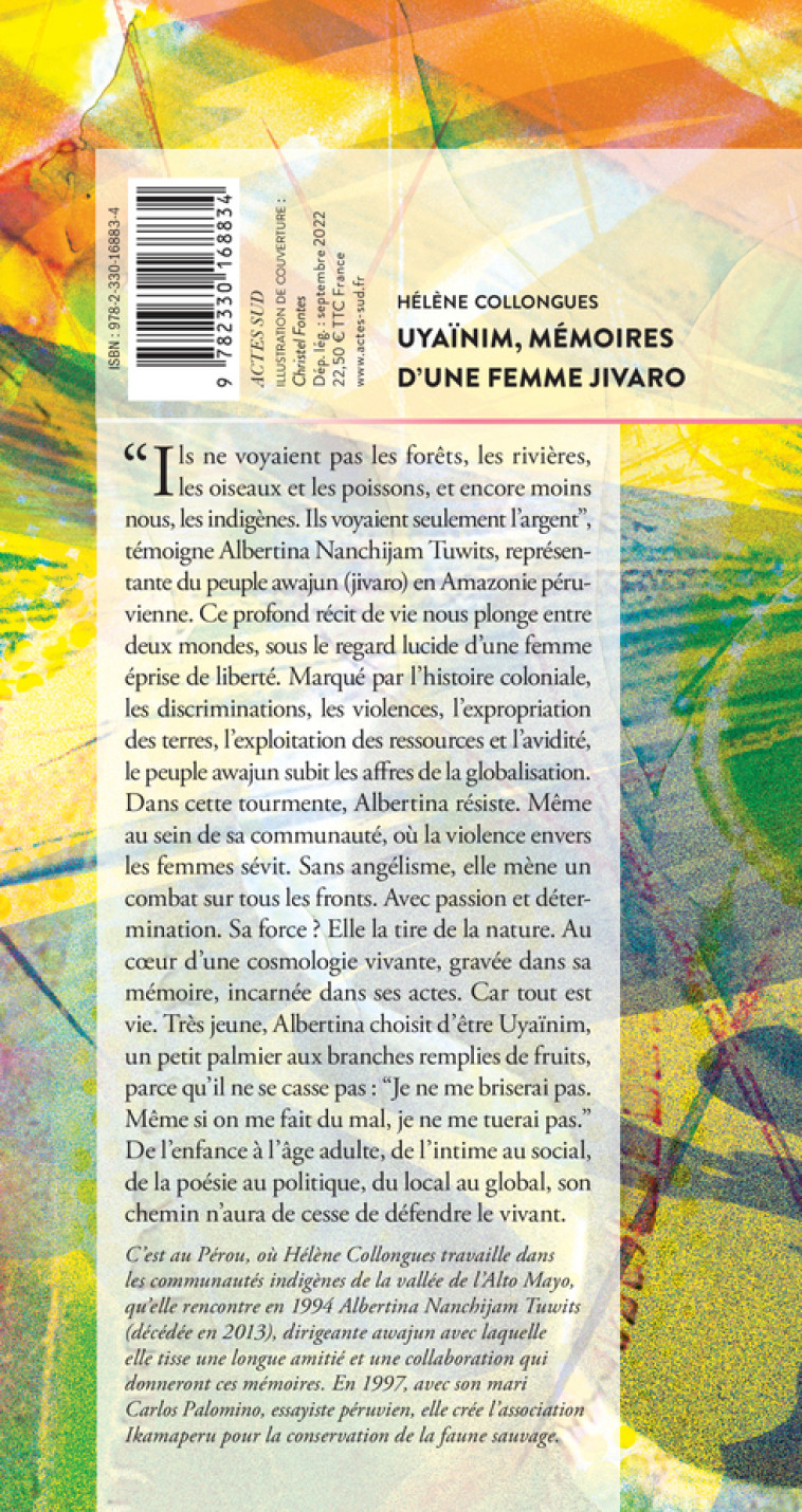 Uyaïnim, mémoires d'une femme Jivaro - Hélène Collongues - ACTES SUD