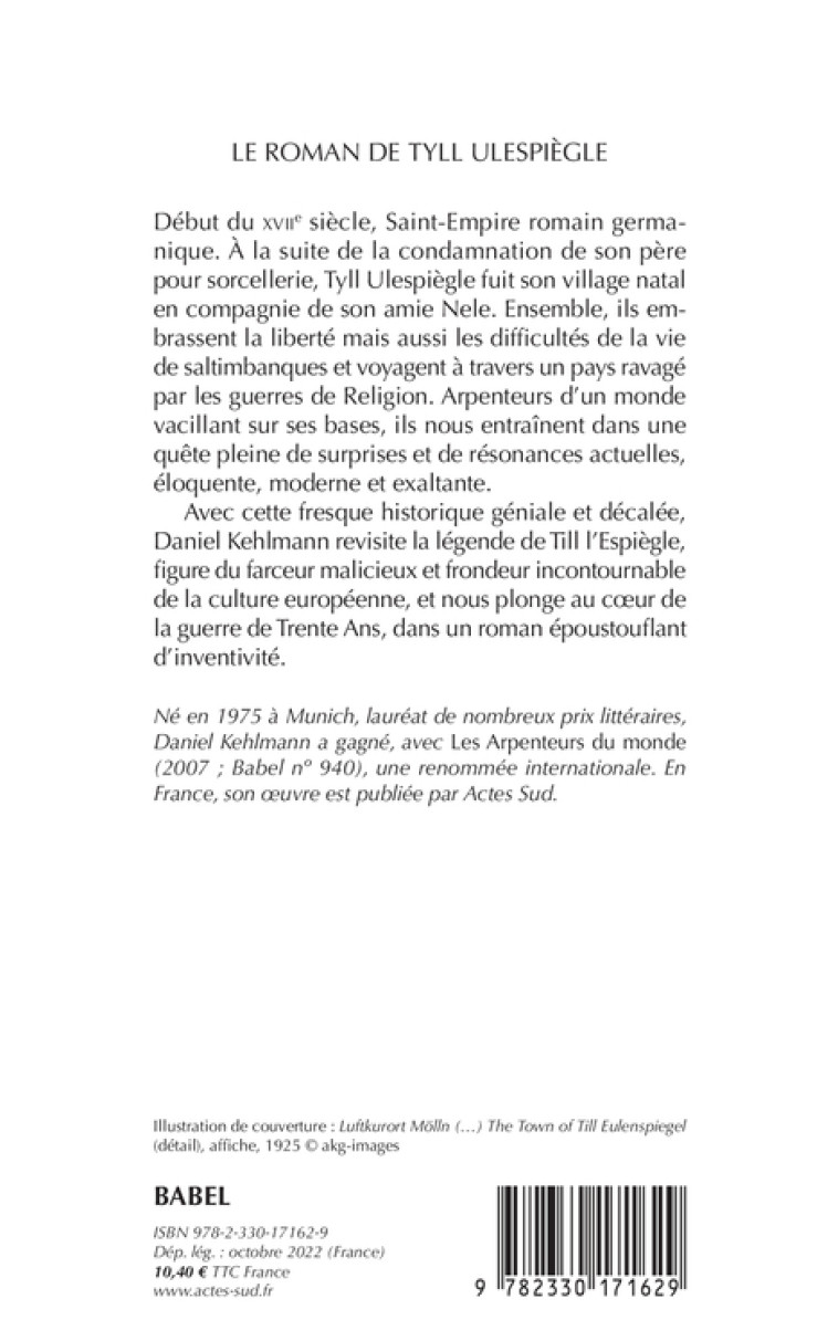 Le Roman de Tyll Ulespiègle - Daniel Kehlmann - ACTES SUD