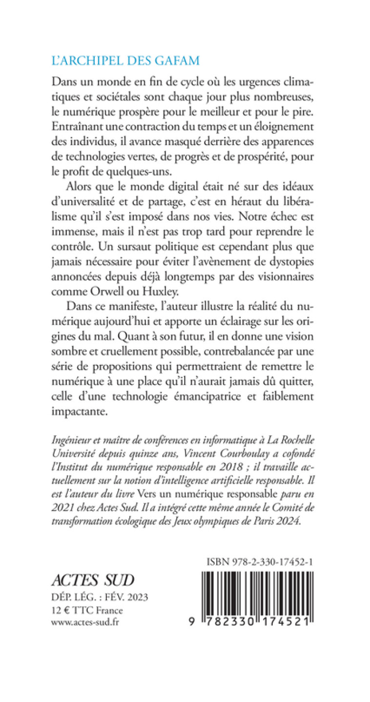 L'Archipel des Gafam - Vincent Courboulay - ACTES SUD