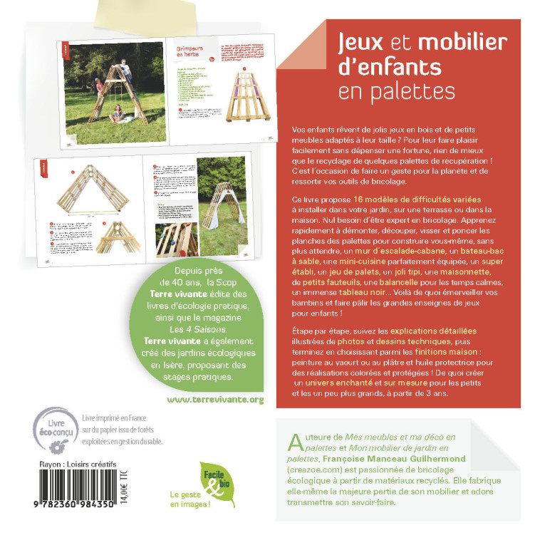 Jeux et mobiliers d'enfants en palettes - Françoise Manceau-Guilhermond - TERRE VIVANTE