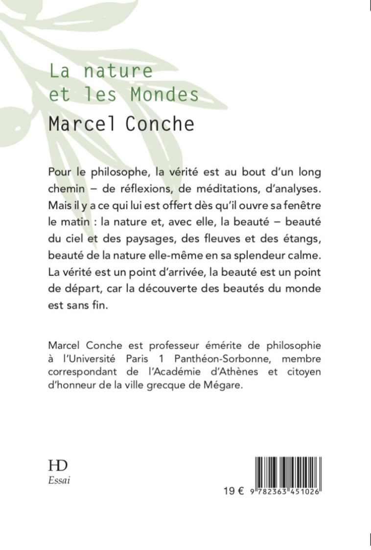 La nature et les mondes - Marcel Conche - H DIFFUSION