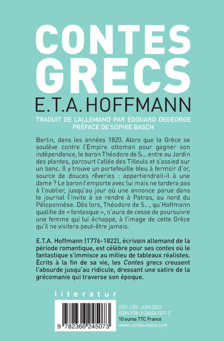 Contes grecs - Ernst Theodor Amadeus Hoffmann - CAMBOURAKIS