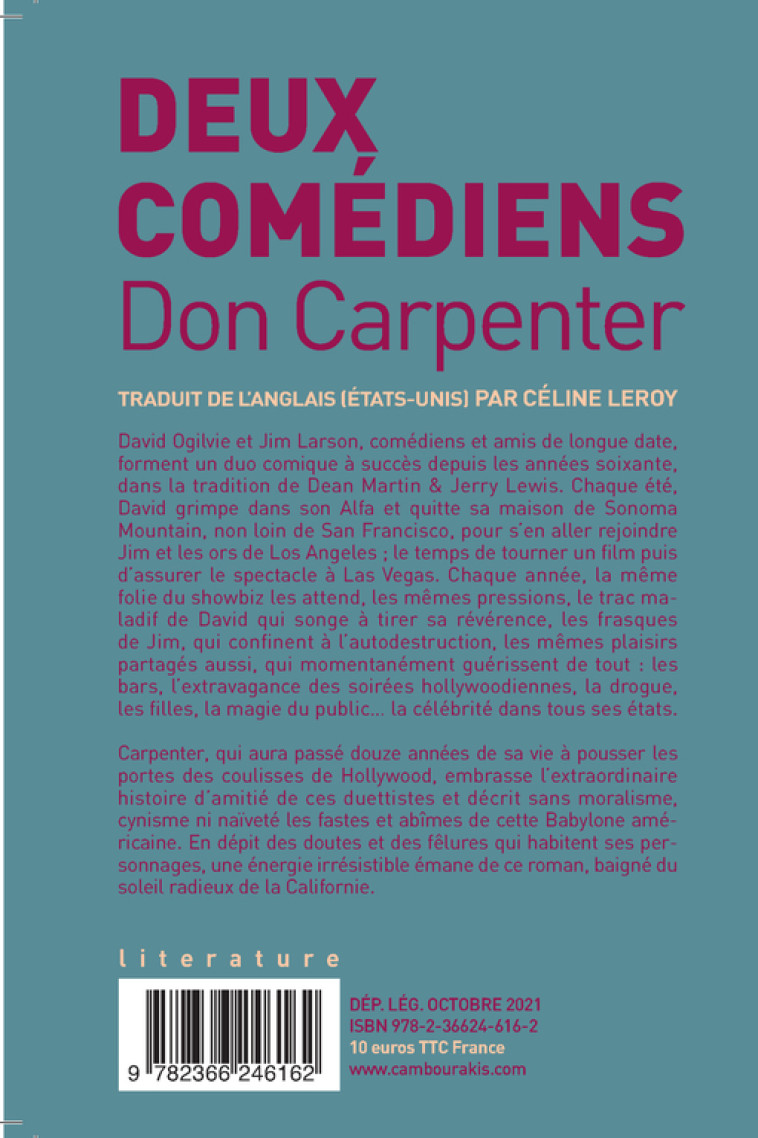 Deux comédiens (poche) - Don Carpenter - CAMBOURAKIS