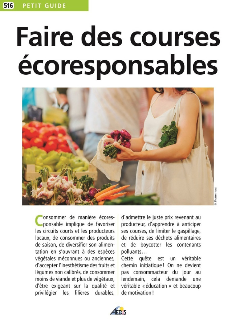 FAIRE DES COURSES ECORESPONSABLES -  Collectif - AEDIS