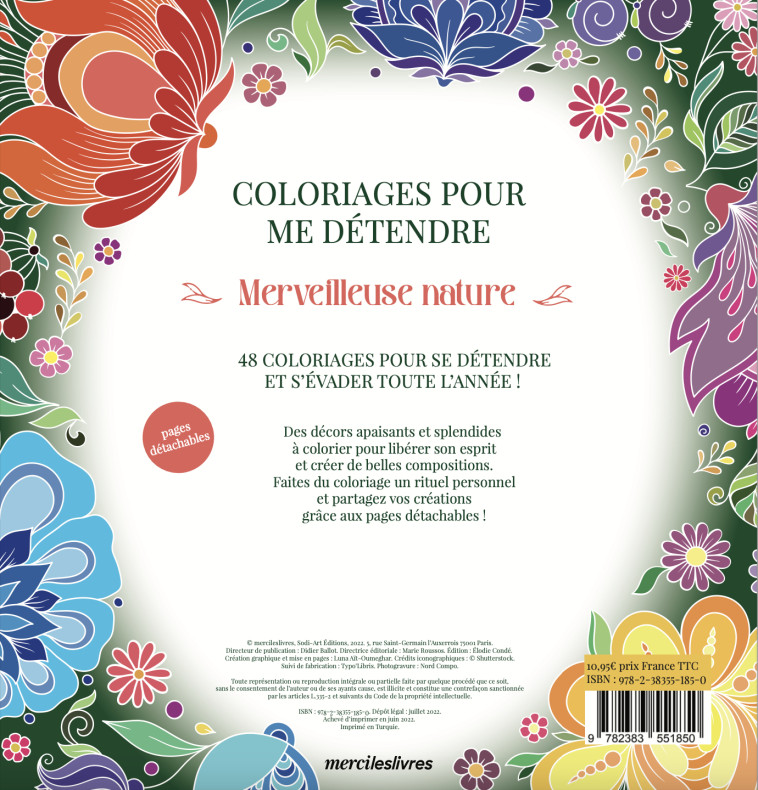 Merveilleuse nature - Coloriages pour me détendre -  Collectif - MERCILESLIVRES