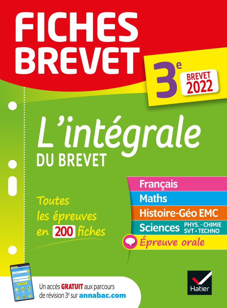 Fiches brevet L'intégrale du brevet - tout-en-un 3e Brevet 2022 -   - HATIER