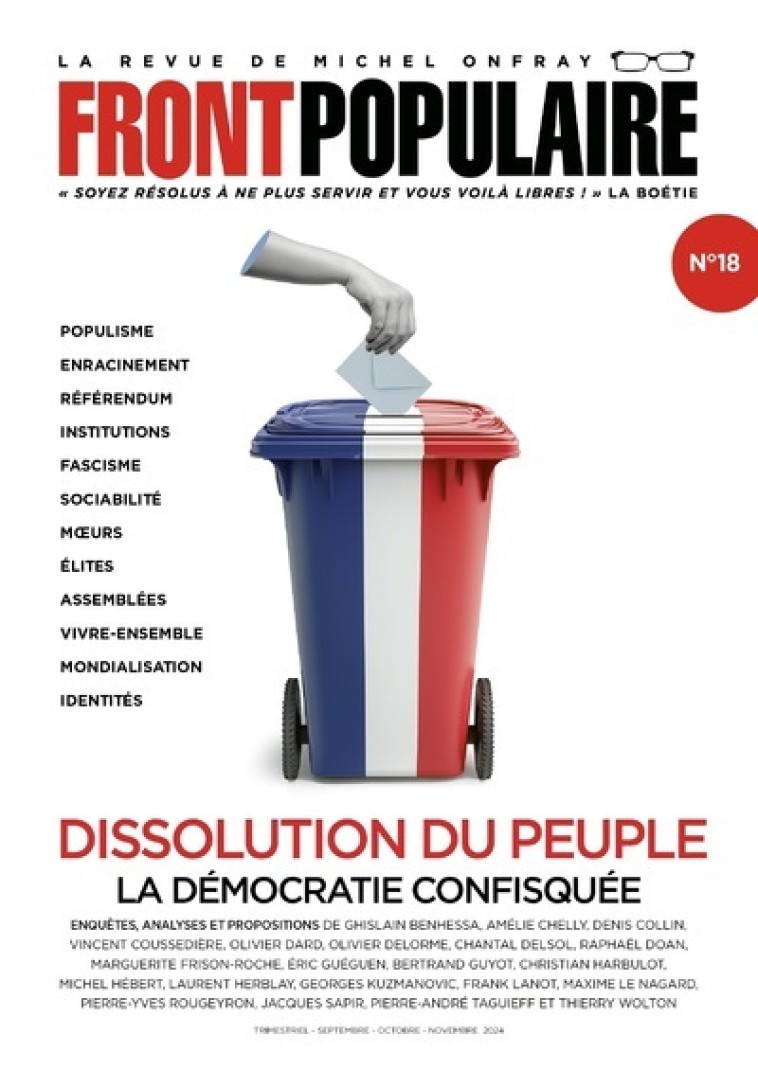 Front populaire - N° 18 Dissolution du peuple - Michel Onfray - DU PLENITRE