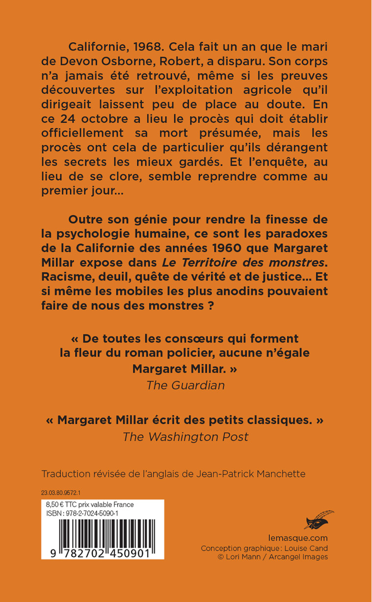 Le Territoire des monstres - Margaret Millar - ED DU MASQUE