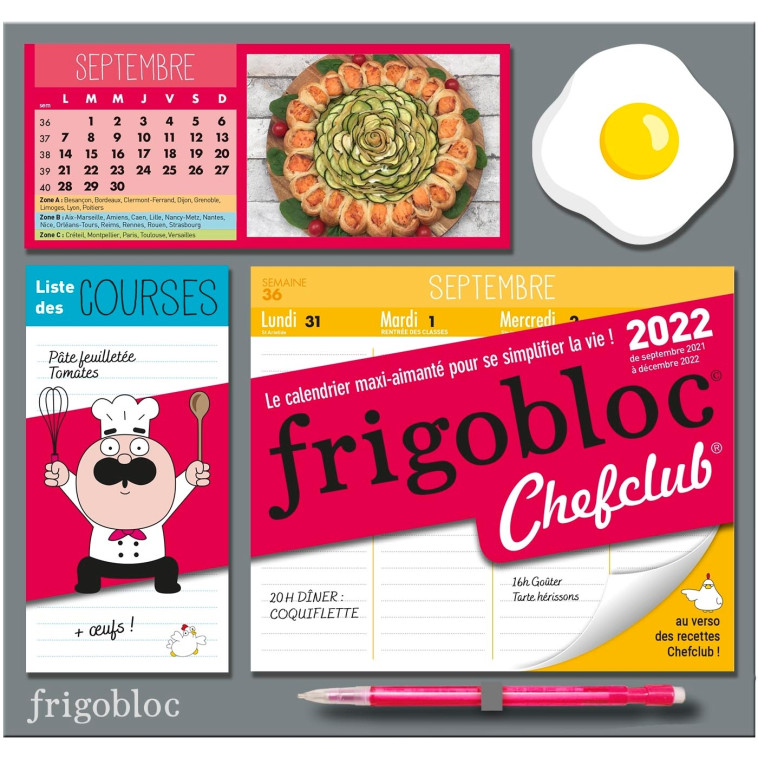 FRIGOBLOC HEBDOMADAIRE CHEFCLUB 2022 - 16 MOIS - (DE SEPT. 2021 À DÉC. 2022) - XXX - PLAY BAC