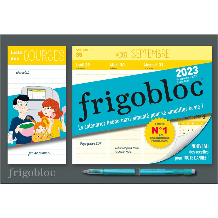 Mini Frigobloc Hebdomadaire 2023-Calendrier d'organisation familiale/ sem (sept. 2022-août 2023) -   - PLAY BAC