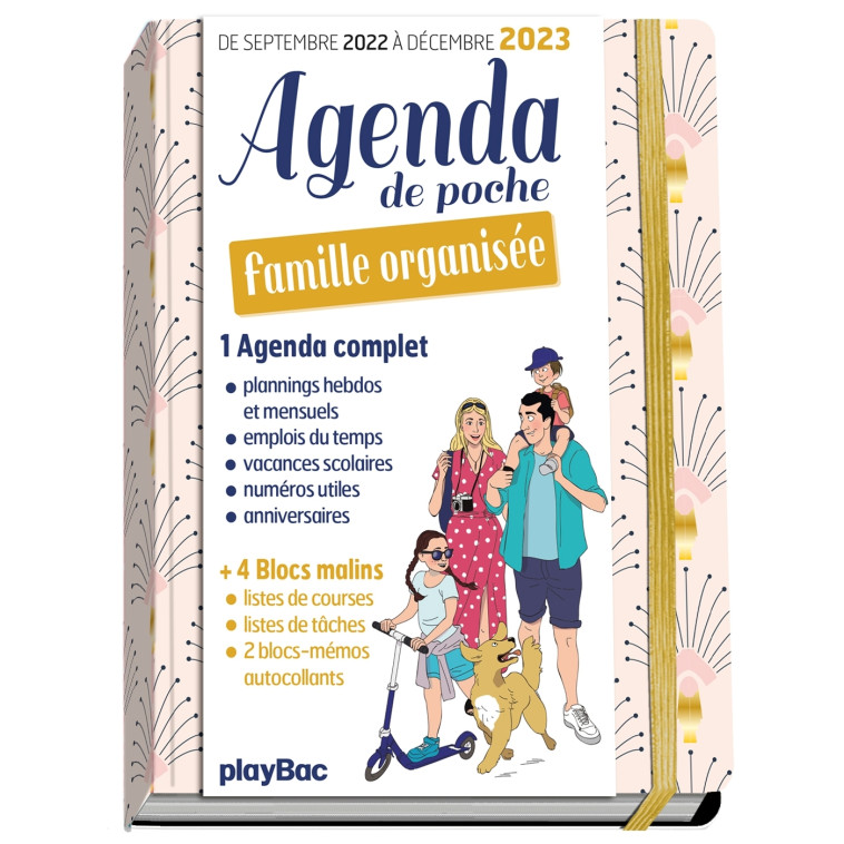 Agenda de poche 2023 de la famille organisée - rose (de sept. 2022 à déc. 2023) -  Playbac Éditions - PLAY BAC