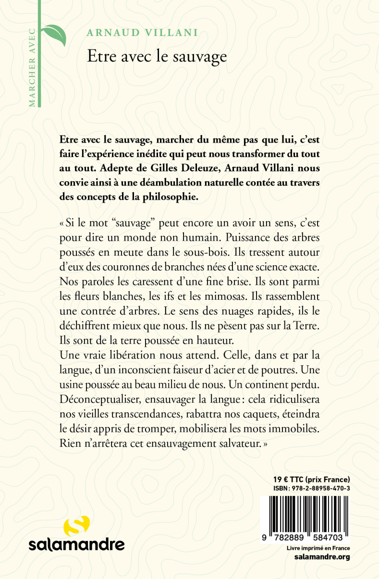 Etre avec le sauvage - Arnaud Villani - LA SALAMANDRE