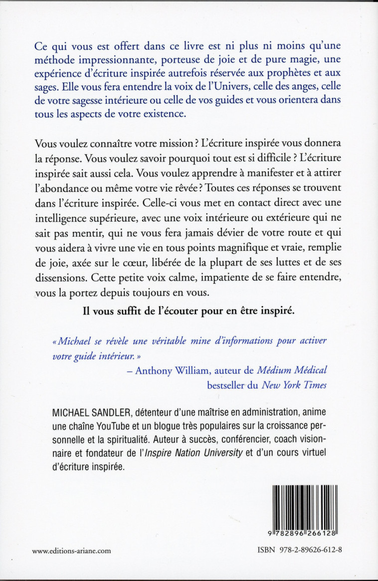 Ecriture inspirée - Pratiques essentielles de communication multidimensionnelle - Michael Sandler - ARIANE