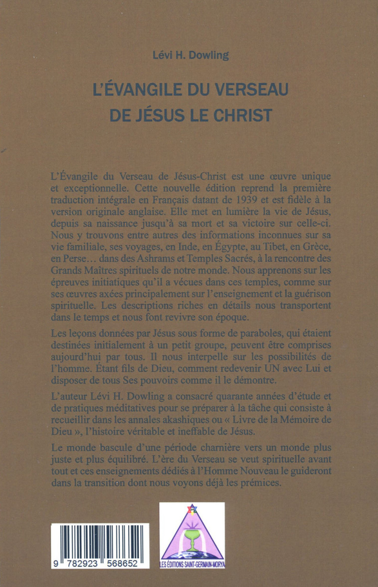 L'évangile du Verseau de Jésus le Christ - Lévi H. Dowling - MORYA