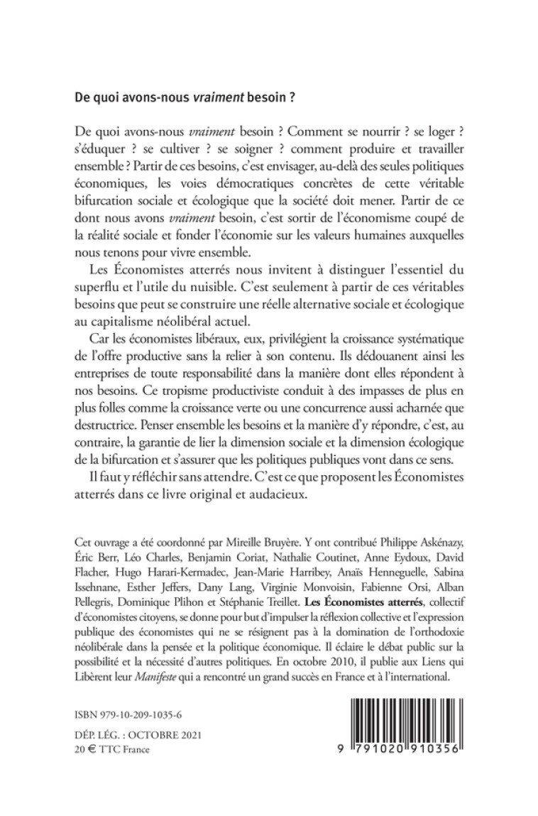 De quoi avons-nous vraiment besoin ? -  Économistes atterrés - LIENS LIBERENT