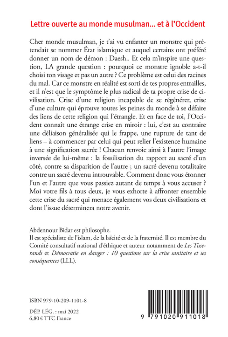 Lettre ouverte au monde musulman (NEA) - Abdennour Bidar - LIENS LIBERENT