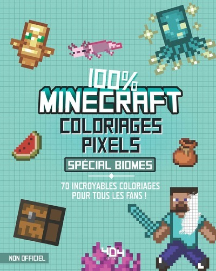 Coloriages pixel - 100 % Minecraft - spécial biomes - Daniele Sapuppo - 404 EDITIONS