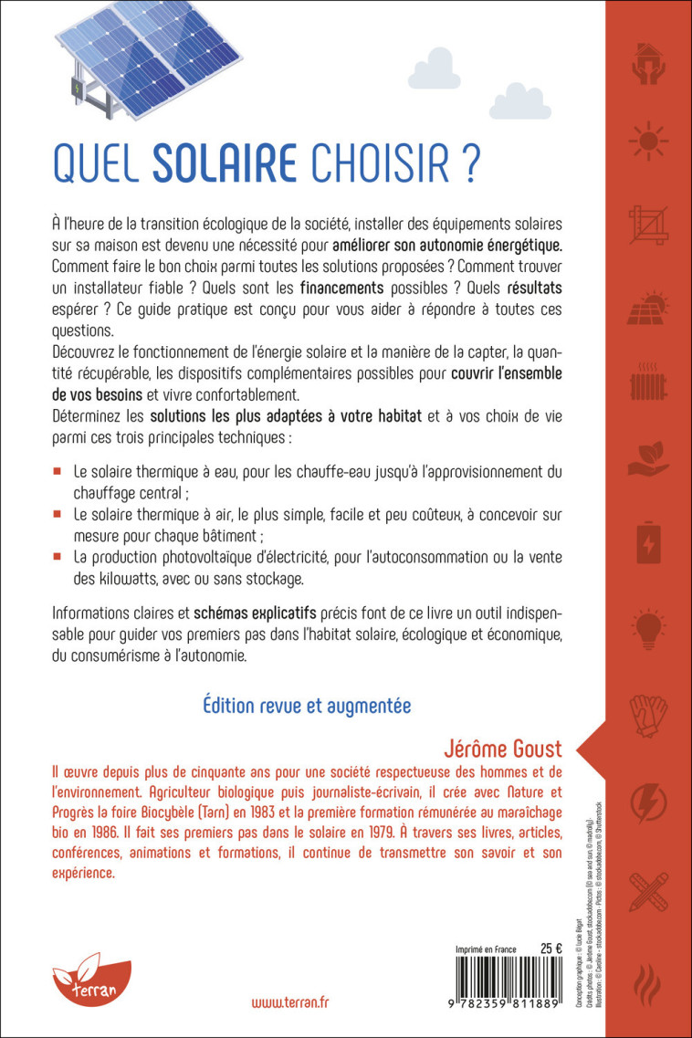 Quel solaire choisir ? - Du thermique au photovoltaïque, les solutions pour une maison plus autonome - Jérôme Goust - DE TERRAN