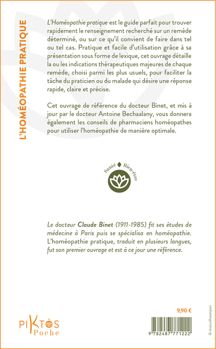 L'Homéopathie pratique - Indications et mode d'emploi - Claude Binet - PIKTOS POCHE