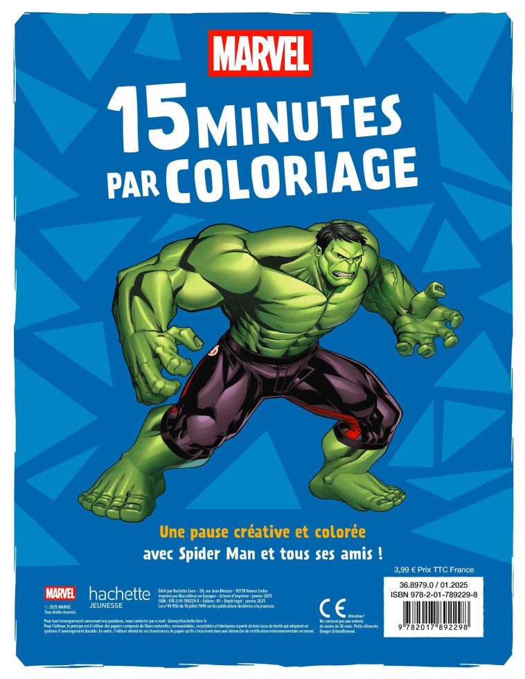 MARVEL - 15 minutes par coloriage (3+) -  - DISNEY HACHETTE