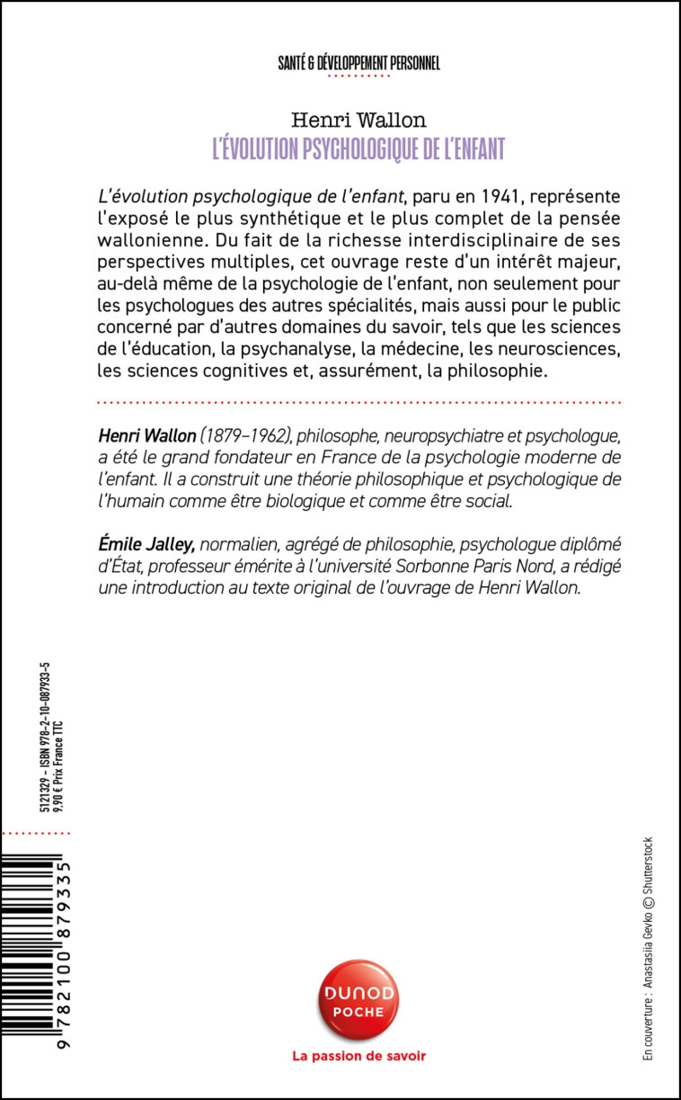 L'évolution psychologique de l'enfant - Henri Wallon - DUNOD