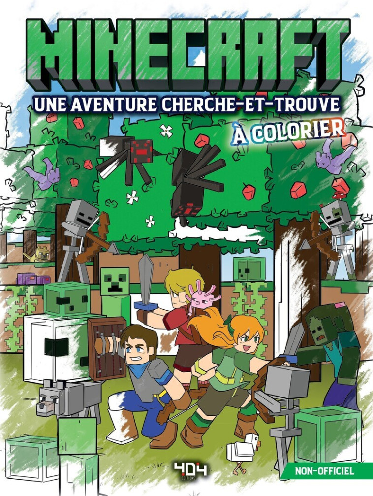 Minecraft - Une aventure cherche-et-trouve à colorier - Nathalie Lescaille-Moulènes - 404 EDITIONS