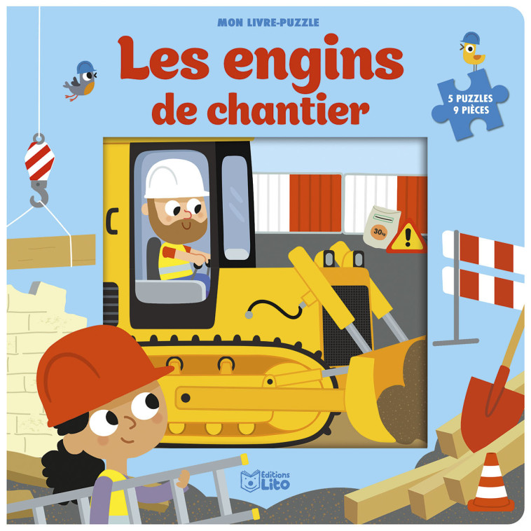 LIVRE PUZZLE 9P ENGINS CHANTIE -  - LITO