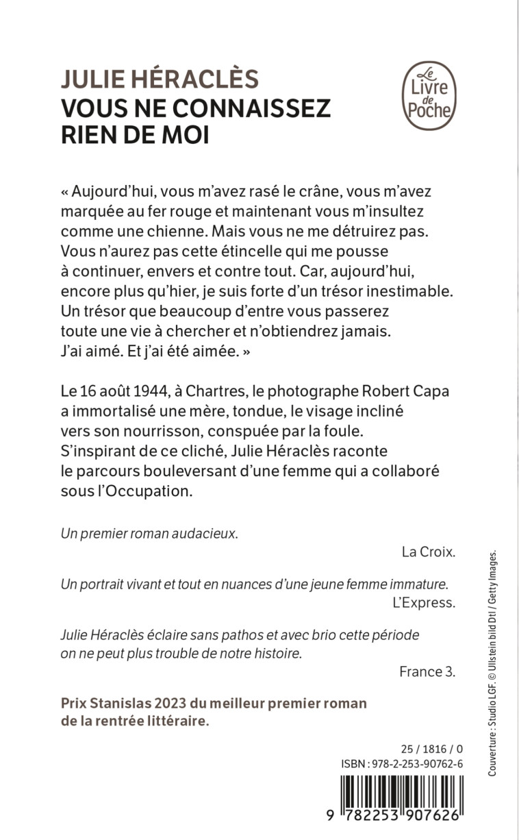 Vous ne connaissez rien de moi - Julie Héraclès - LGF