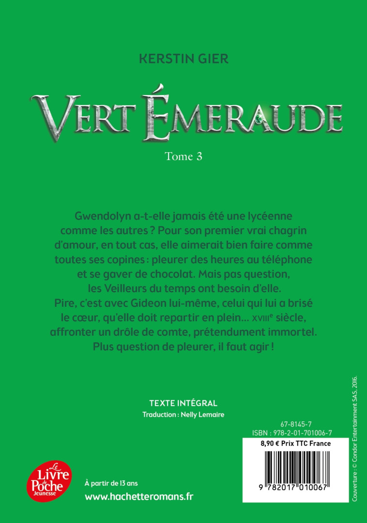 Vert Emeraude - Tome 3 - Kerstin Gier - POCHE JEUNESSE