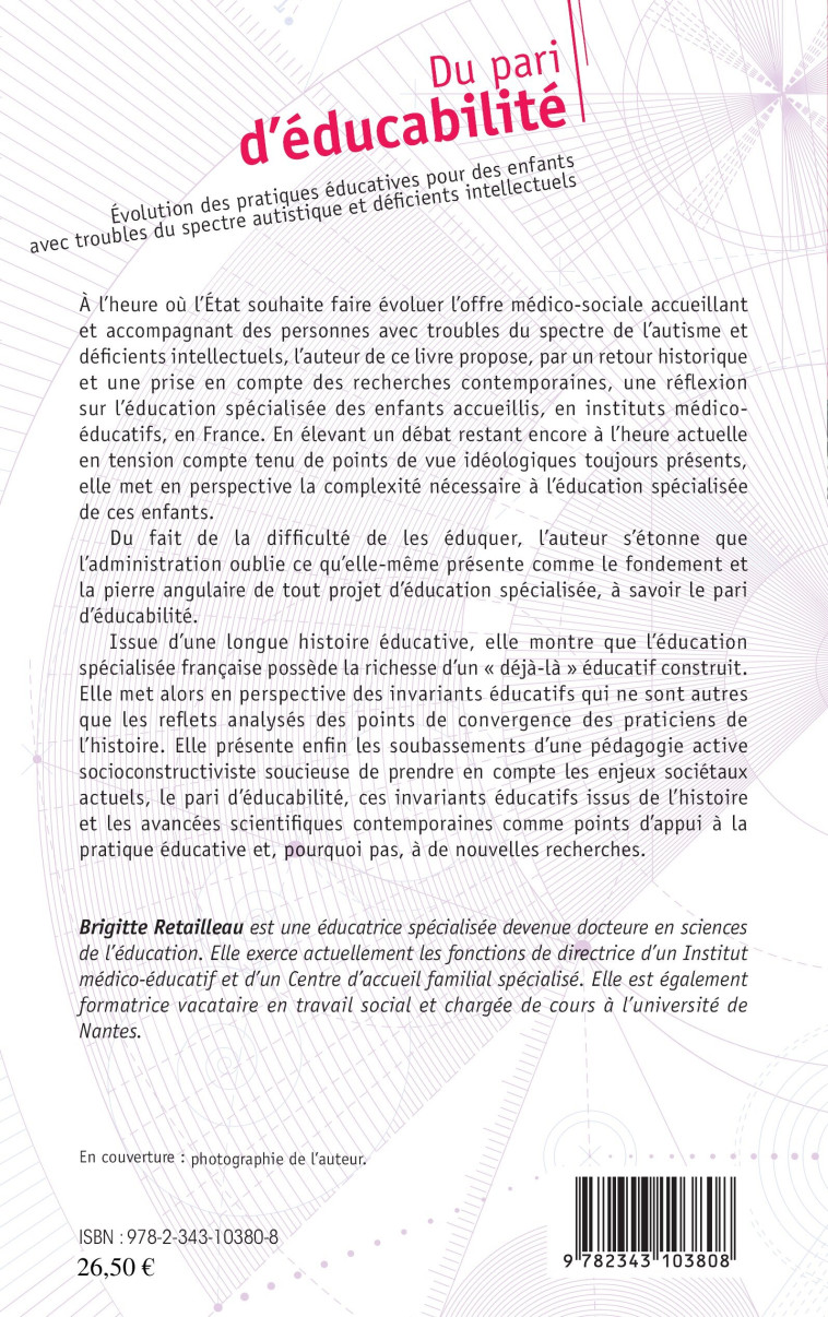 Du pari d'éducabilité - Brigitte Retailleau - L'HARMATTAN