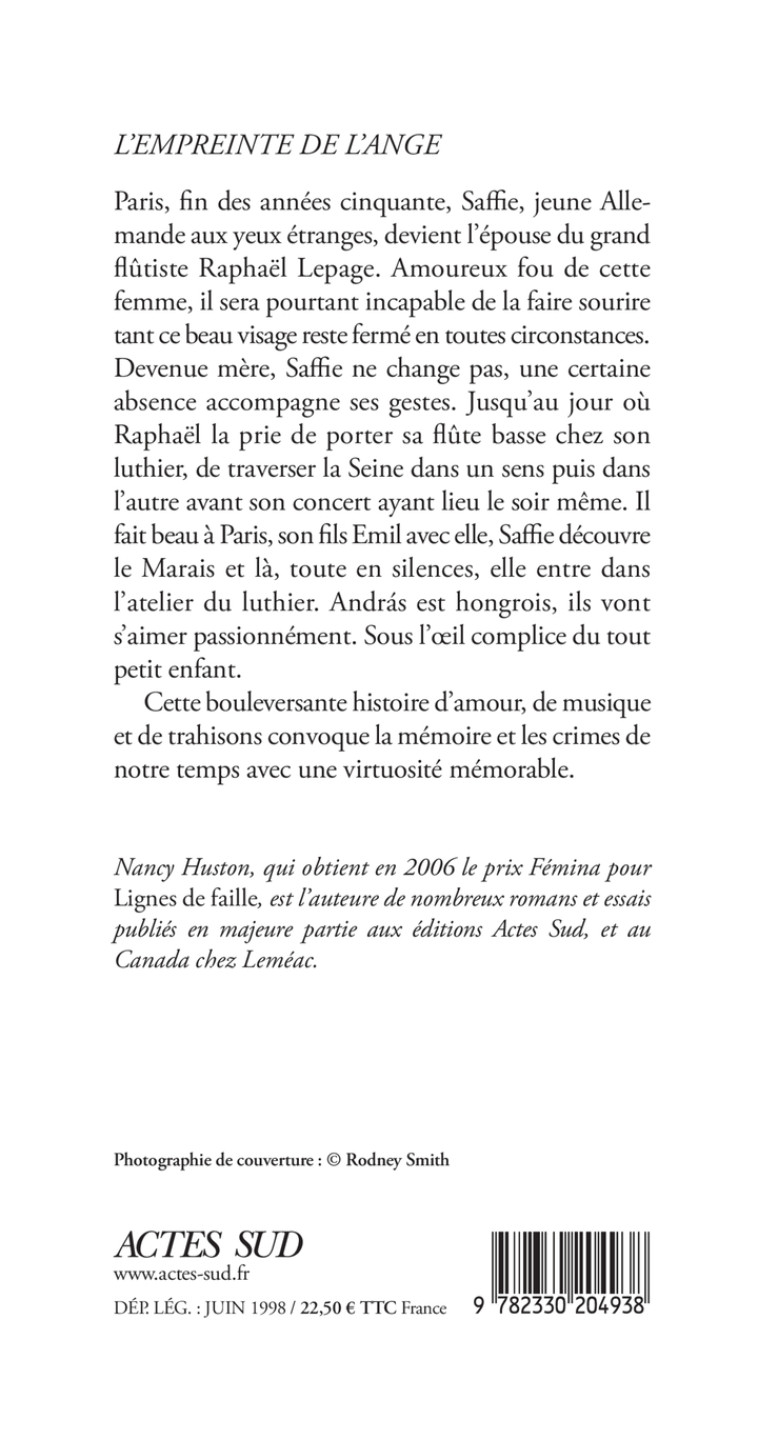 L'empreinte de l'ange (collector) - Nancy Huston, Nancy Huston - ACTES SUD