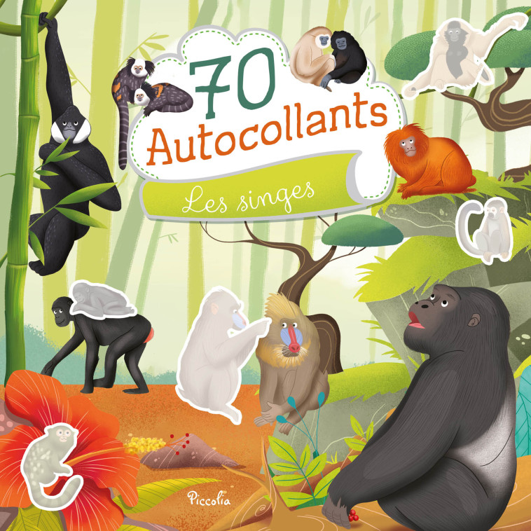 70 autocollants - Les singes - Giulia Bragaglia - PICCOLIA