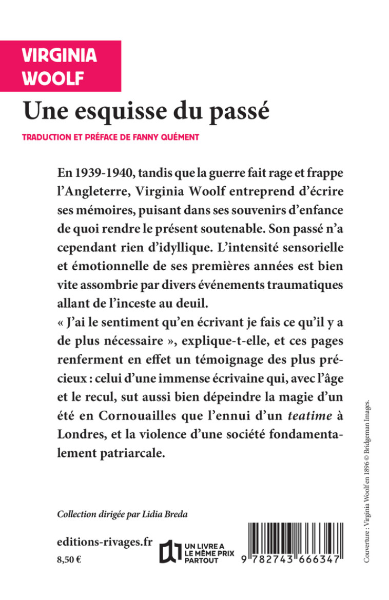 Une esquisse du passé - Virginia Woolf, Fanny Quément, Virginia Woolf, Fanny Quément, Fanny Quément - RIVAGES