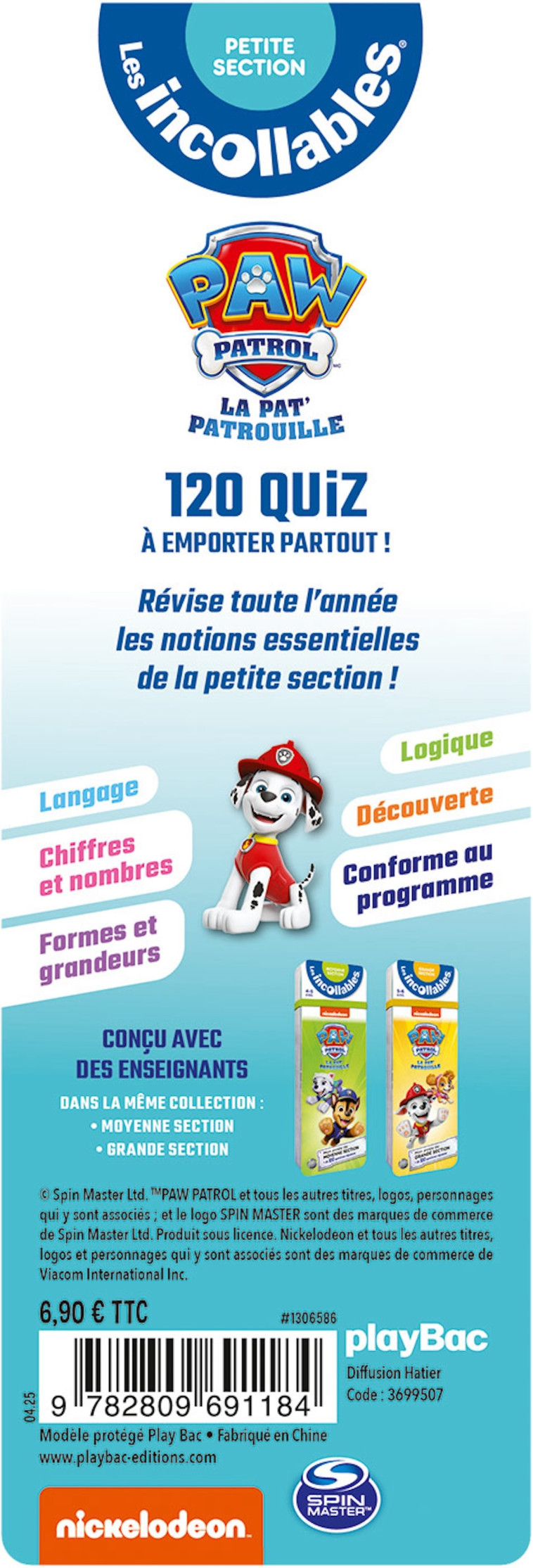 Les incollables - Mon année de Petite Section avec la Pat' Patrouille -  PLAYBAC EDITIONS,  PLAYBAC EDITIONS - PLAY BAC