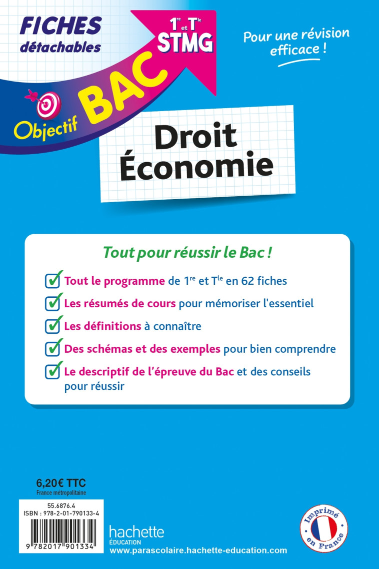 Objectif BAC Fiches 1re et Term STMG Droit et Économie - Bruno Bonnefous, Marc Geronimi, David Leccia - HACHETTE EDUC