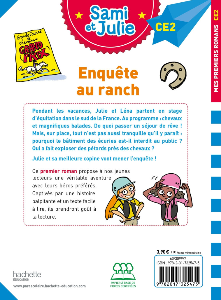 Sami et Julie Roman CE2 - Enquête au ranch - DE MULLENHEIM SOPHIE - HACHETTE EDUC