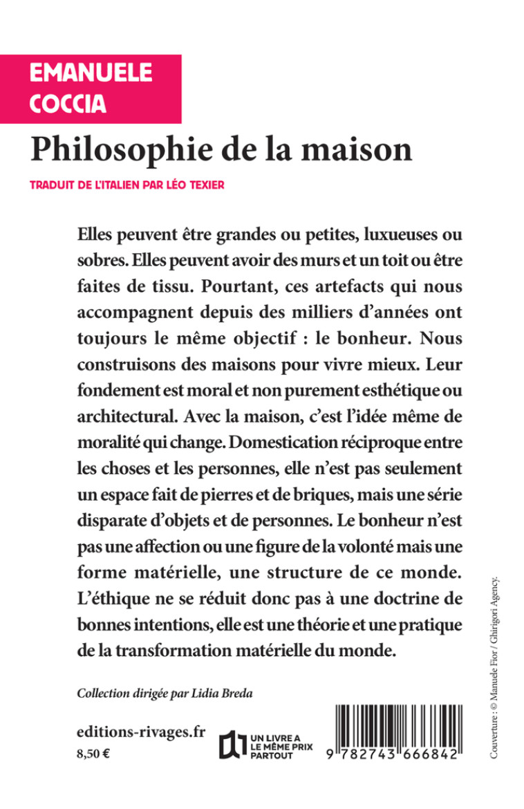 Philosophie de la maison - Emanuele Coccia, Léo Texier - RIVAGES
