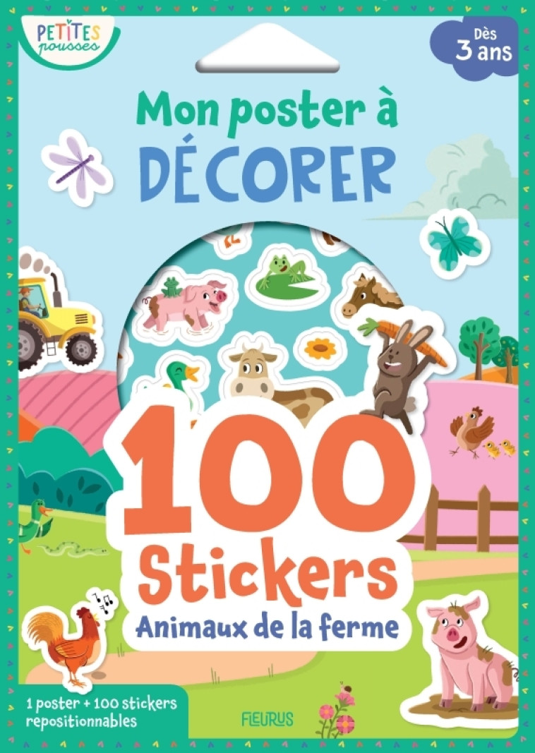 Mon poster à décorer - 100 stickers - Animaux de la ferme -  - FLEURUS